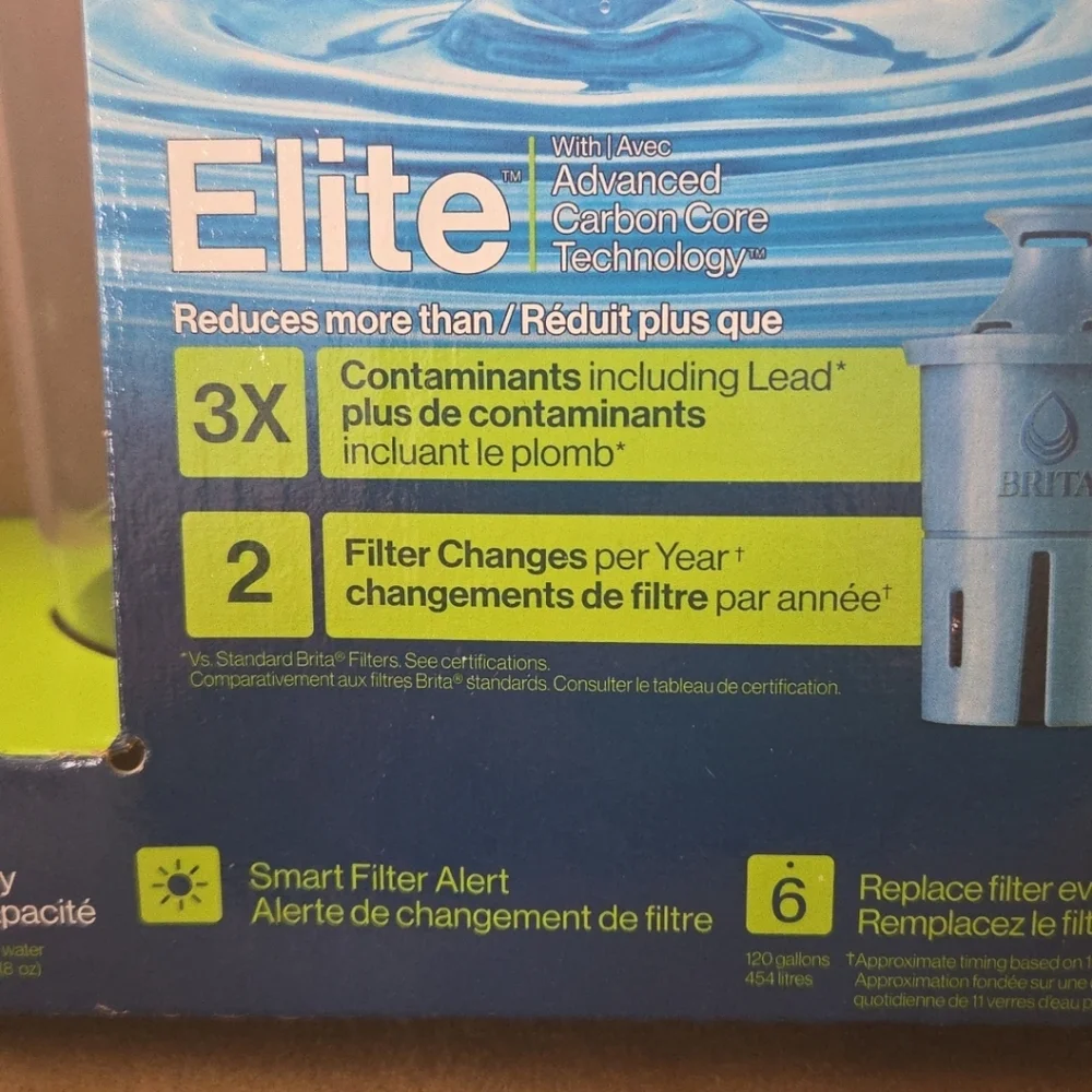 New Brita Elite 6-Cup Red Water Pitcher 1 Pack Clean Filter Smart Filter Alert